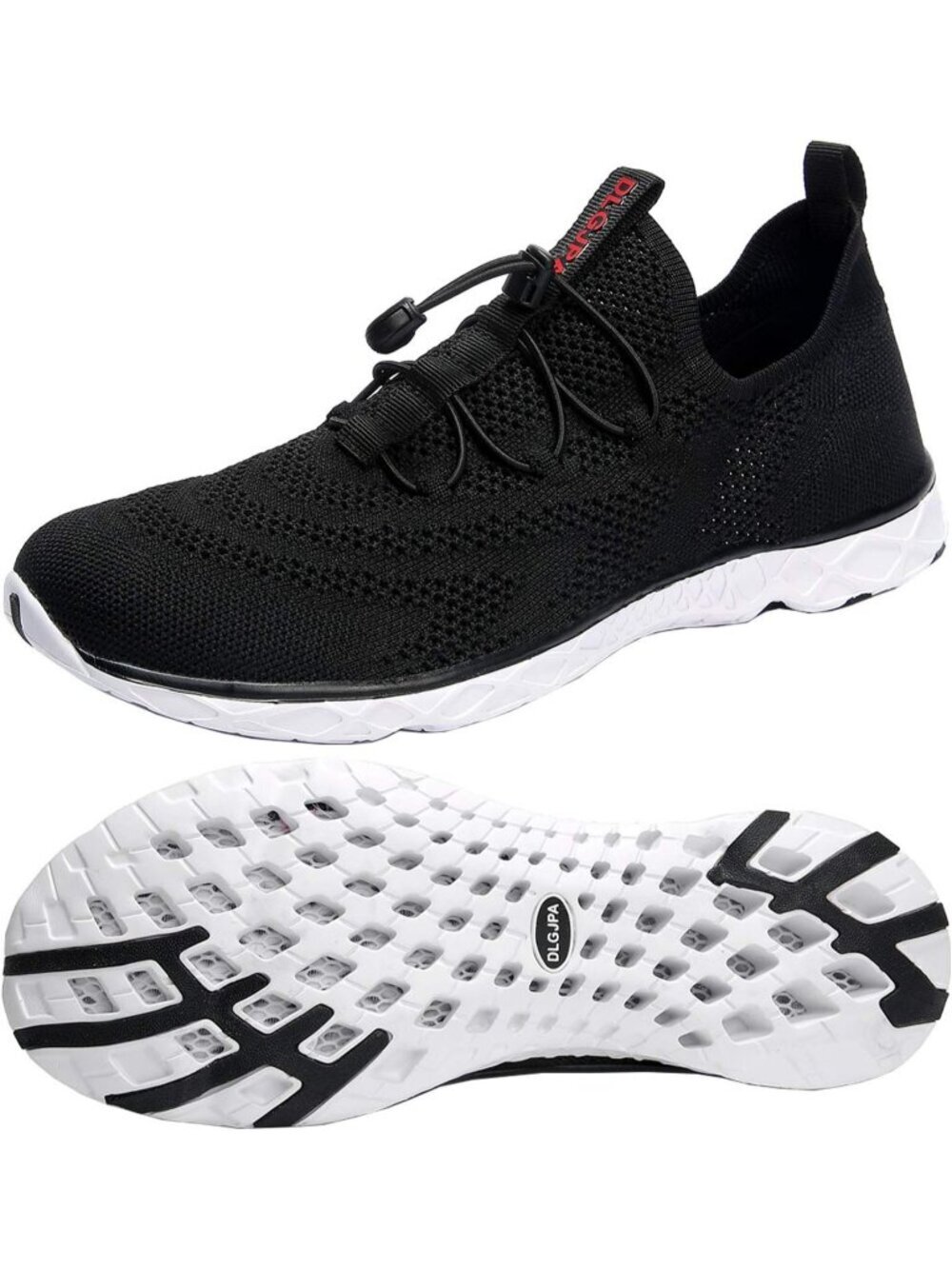 Men's Black White Quick Drying Aqua Water Athletic Woven Solid Walking Sneaker